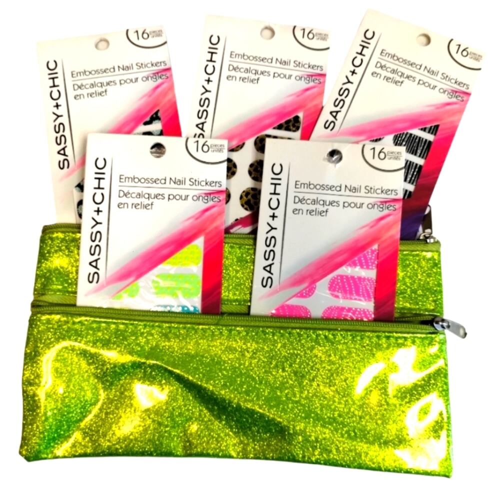 Sassy + Chic Nail Stickers with Zipper Bag NWOT